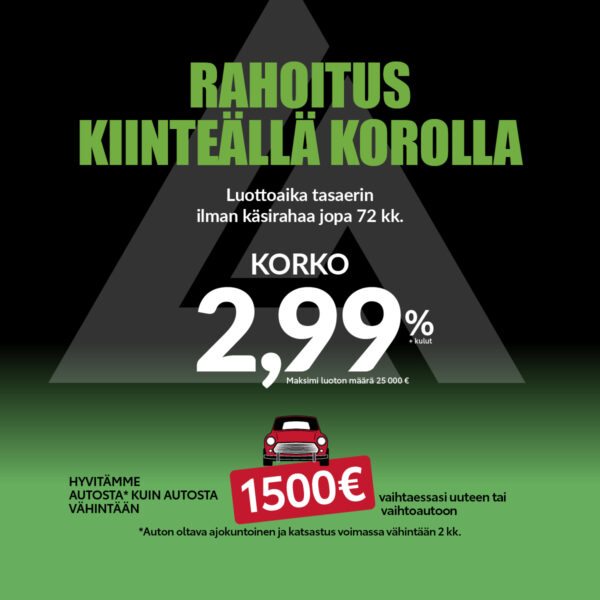 Rahoitus kiinteälllä korolla 2,99%